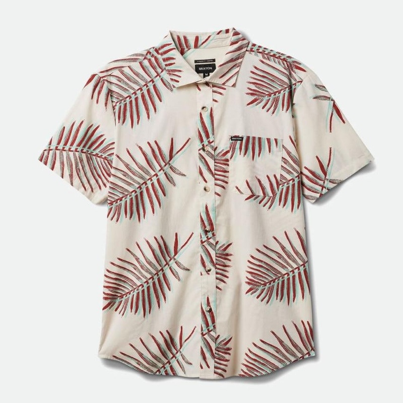 BRIXTON CHARTER PRINT S/S WOVEN OFF WHITE/PALM LEAF SMALL