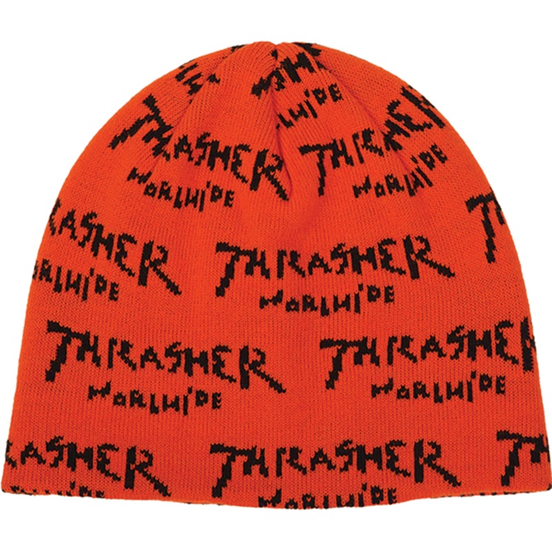 THRASHER WORLWIDE SKULLY BEANIE ORANGE