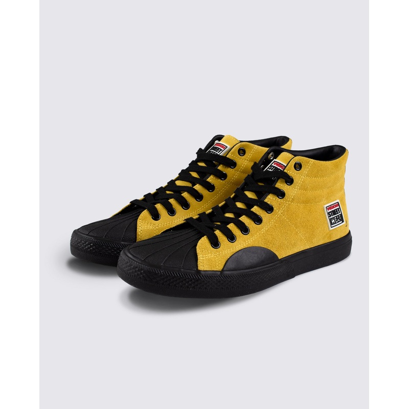 Leather Suede High Top Sneakers Mustard 8