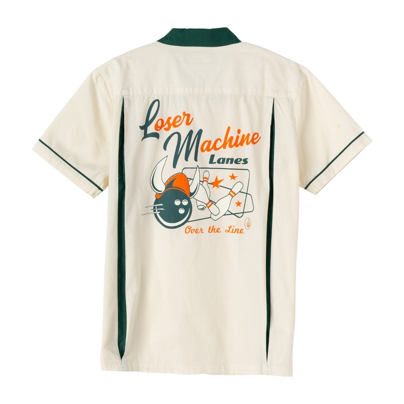 LOSER MACHINE X THE BIG LEBOWSKI OVER THE LINE SHIRT BONE MEDIUM