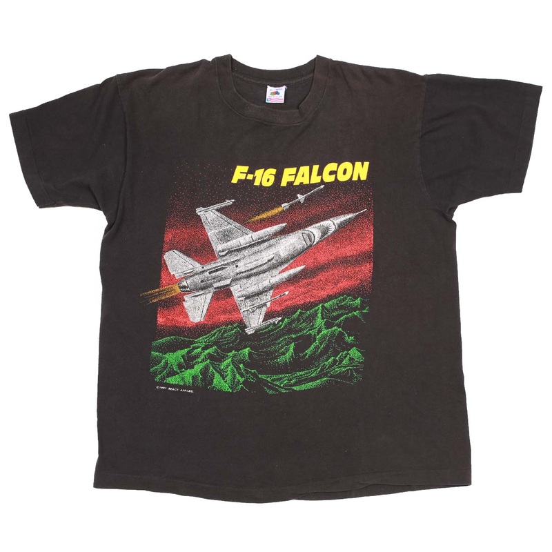 Vintage F-16 Falcon 1991 Tee Black XL