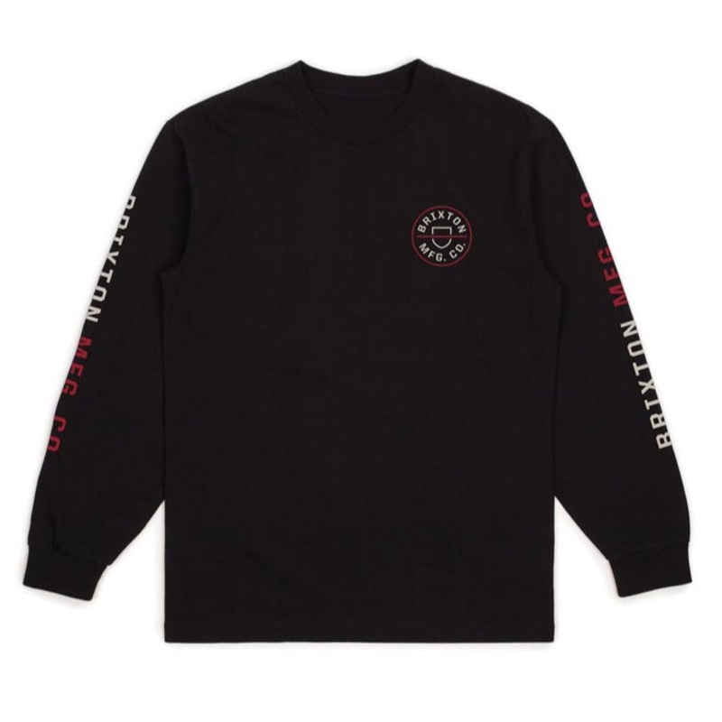 BRIXTON CREST L/S T-SHIRT BLACK/CREAM SMALL