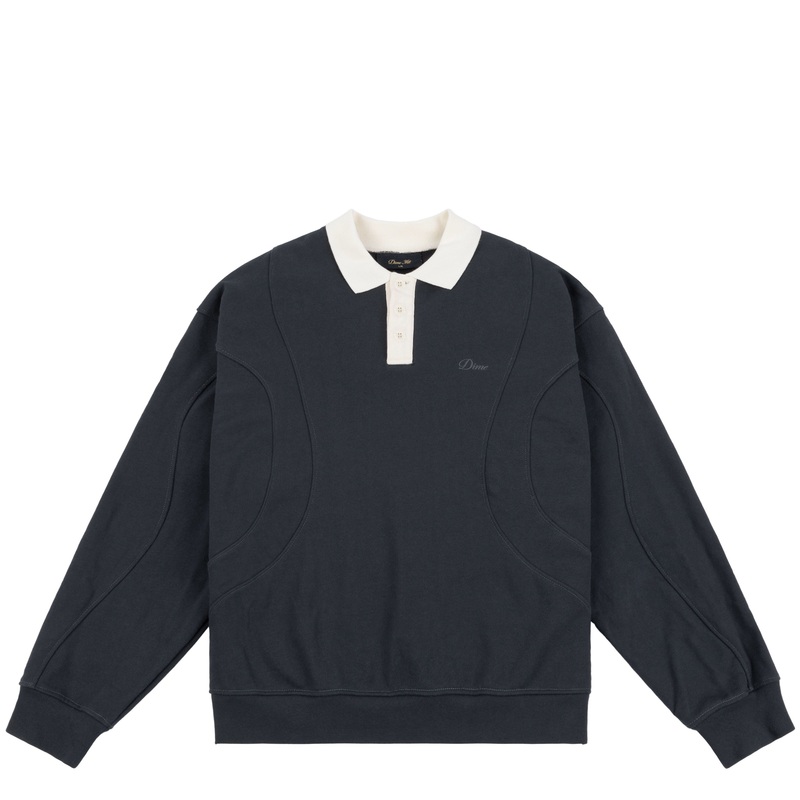 Dime French Terry Rugby Shirt – Navy Small