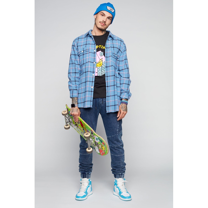 HENDRIX – 5 Pocket French Terry  Moto Stitch Jogger -Blue Acid S