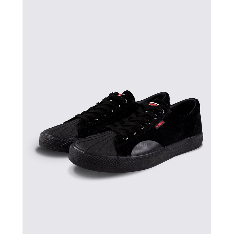 Leather Suede Low Top Sneakers Black 8