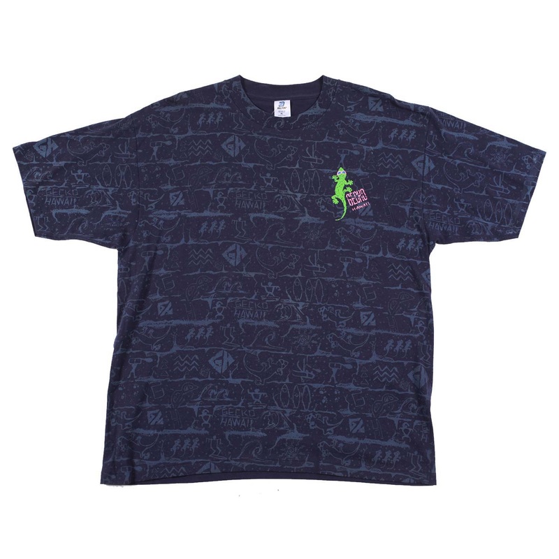 Vintage Gecko Hawaii Tee Navy XL