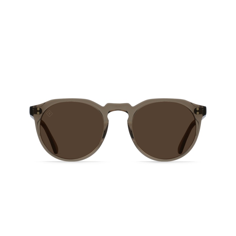 Remmy – RAEN Unisex Retro Round Sunglasses Ghost / Vibrant Brown Polarized