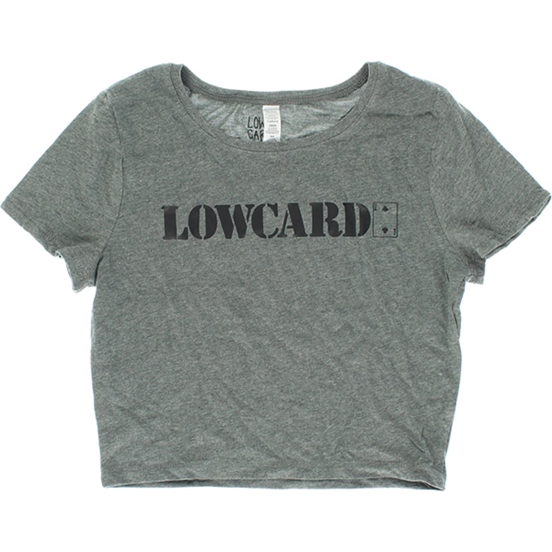 LOWCARD LOGO CROP TOP HEATHER GREY/BLK XS/S