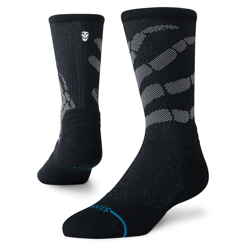 STANCE SOCKS X MISFITS HANDS PERFORMANCE CREW BLACK MEDIUM