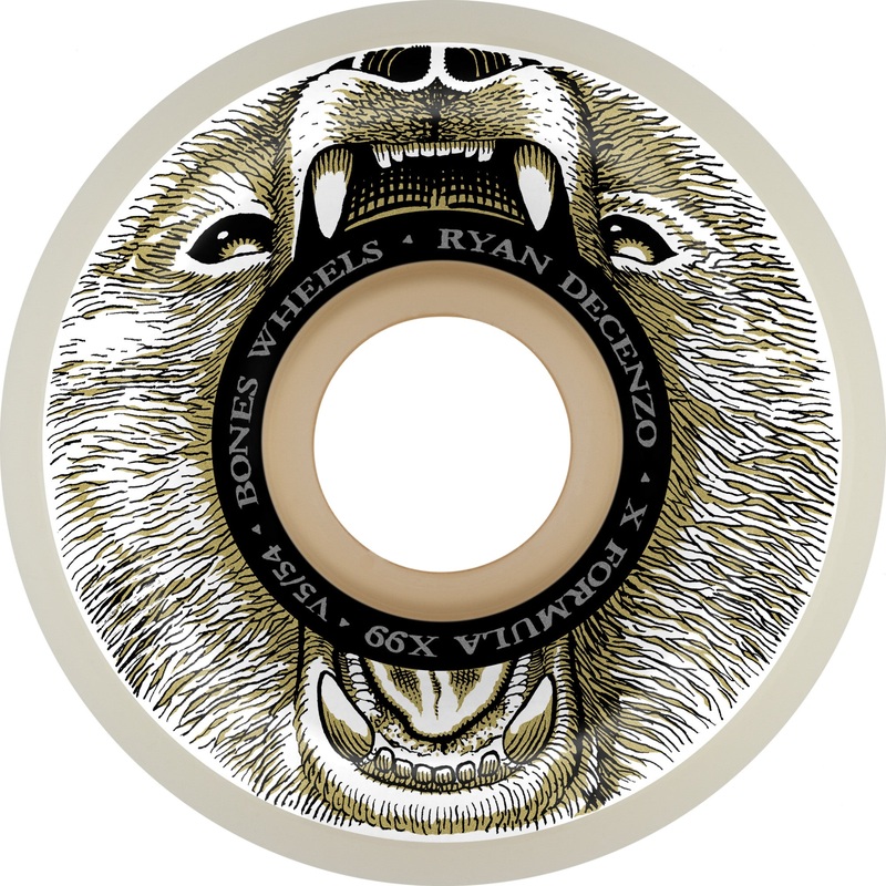 Bones X-Formula Decenzo Bear Grills V5 Sidecut 54mm 99a Wheels – White (Set of 4)