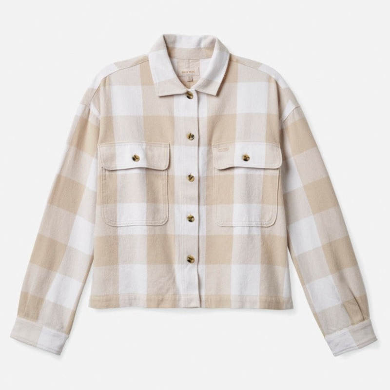 BRIXTON WOMENS L/S BOWERY FLANNEL WHITE SMALL