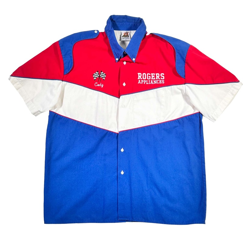 Vintage Racing Pit Crew Racing Work Shirt XXL