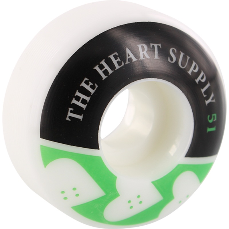 HEART SUPPLY SQUAD WHT/KELLY GRN 51mm