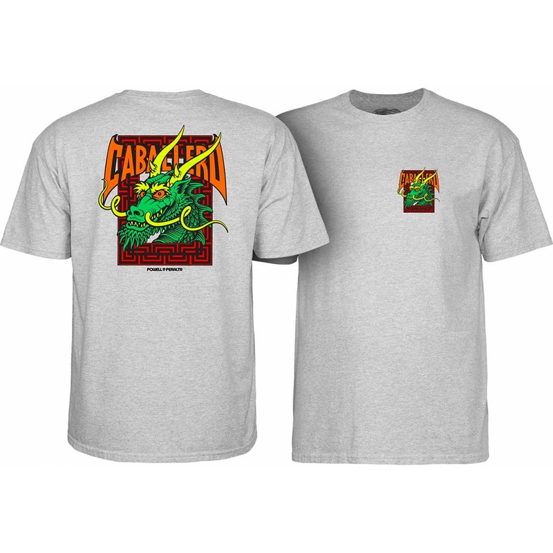 POWELL-PERALTA T-SHIRT CABALLERO STREET DRAGON HEATHER GREY SMALL