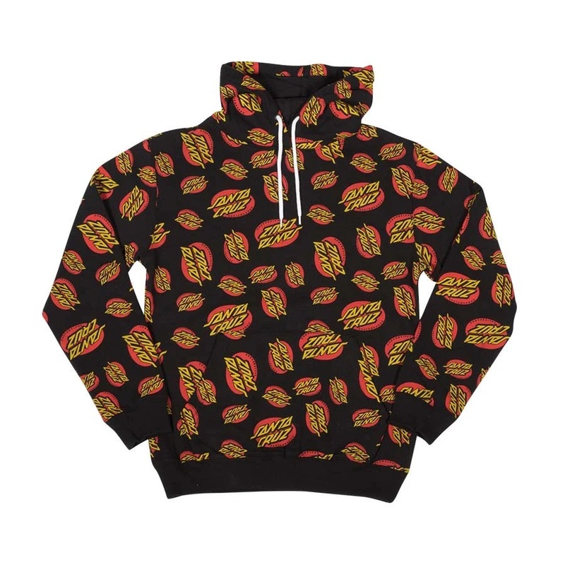 Santa Cruz Oval Dot Repeat Pullover Hooded Mens Sweatshirt – Black S Black