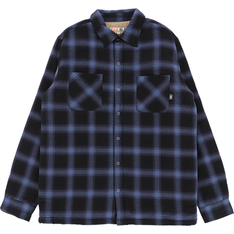 GIRL SHERPA LINED LS FLANNEL BLACK S