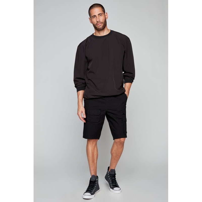 JUDE – Mens Multi Cargo Ripstop Shorts – Black 28(XS)