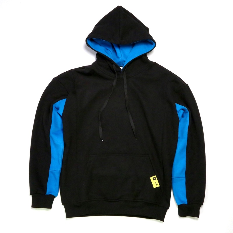 Paneled Pullover Hoodie – Azure / Black Small