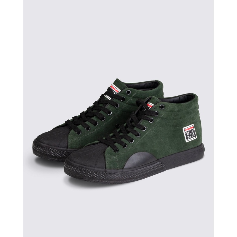 Leather Suede High Top Sneakers Army 8