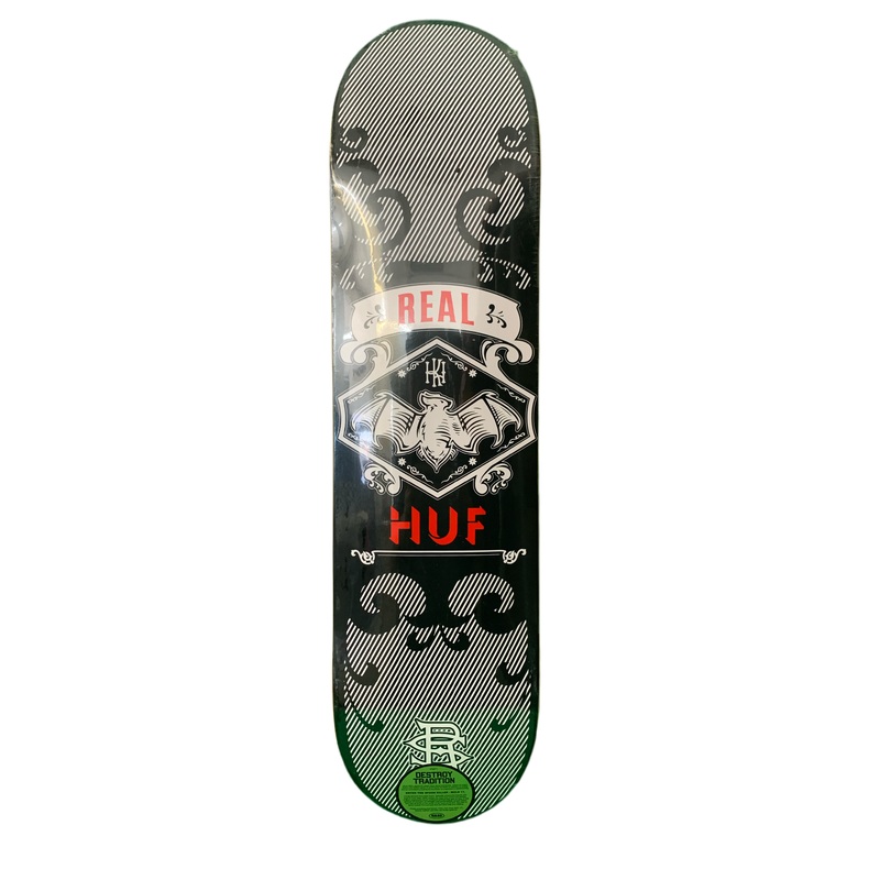 Real Skateboards HUF Bat Black/White/Red 7.75″ Classic Skateboard Deck