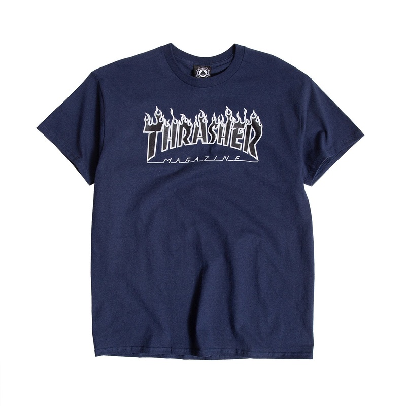 Thrasher Flame Logo T-Shirt S Navy/Black