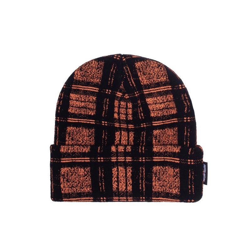 Fucking Awesome Distorted Plaid Beanie – Orange/Black