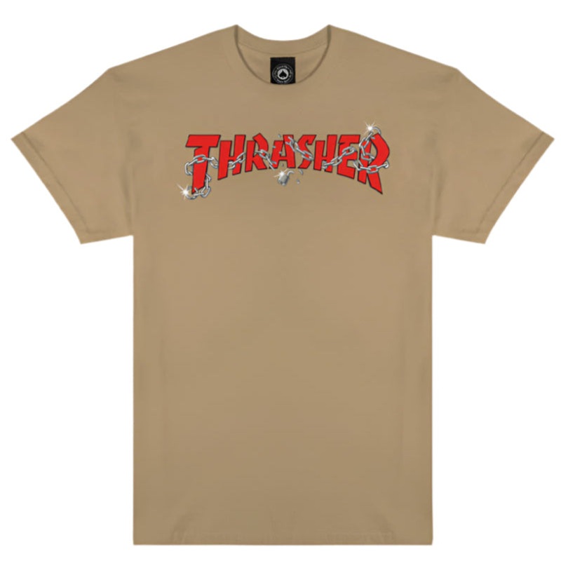 THRASHER CHAINS T-SHIRT TAN SMALL