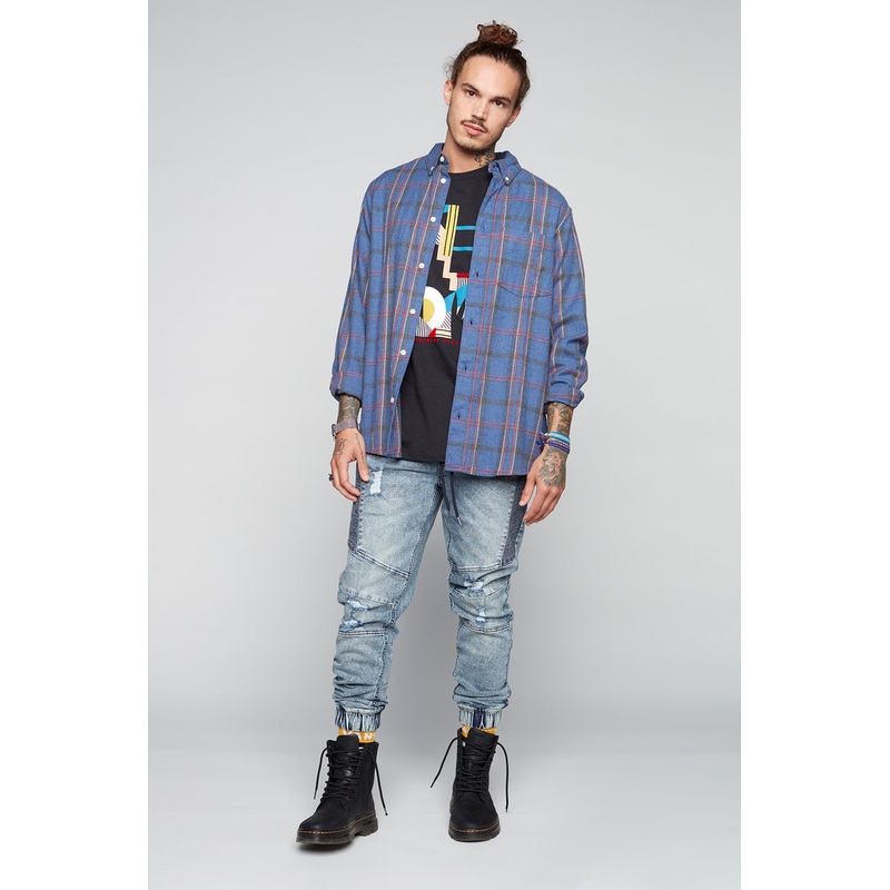 HENDRIX – 5 Pocket Moto Stitch Jogger – Indigo Acid 28(XS)