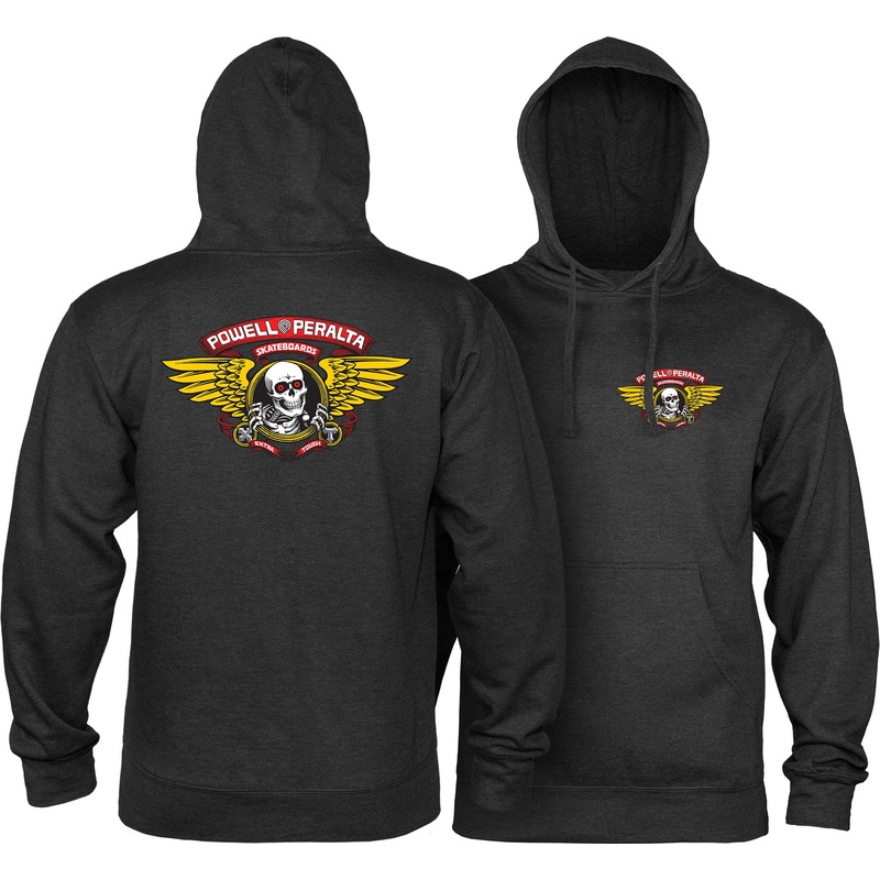 Powell Peralta Winged Ripper Hooded Sweatshirt – Charcoal Heather M
