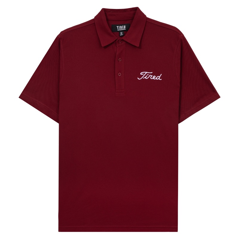 Tired Golf Polo Shirt – Burgundy Small