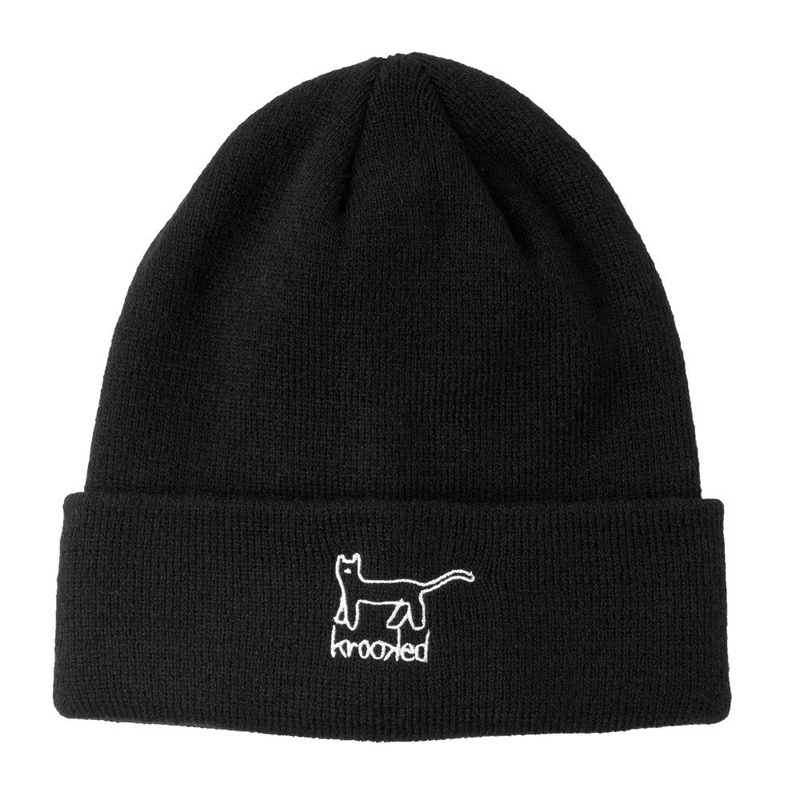 KROOKED KAT CUFF BEANIE BLACK