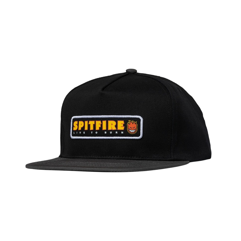 Spitfire Live To Burn Patch Snapback Hat O/S Black