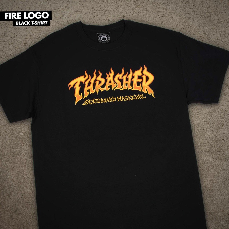THRASHER FIRE LOGO T-SHIRT BLACK MED