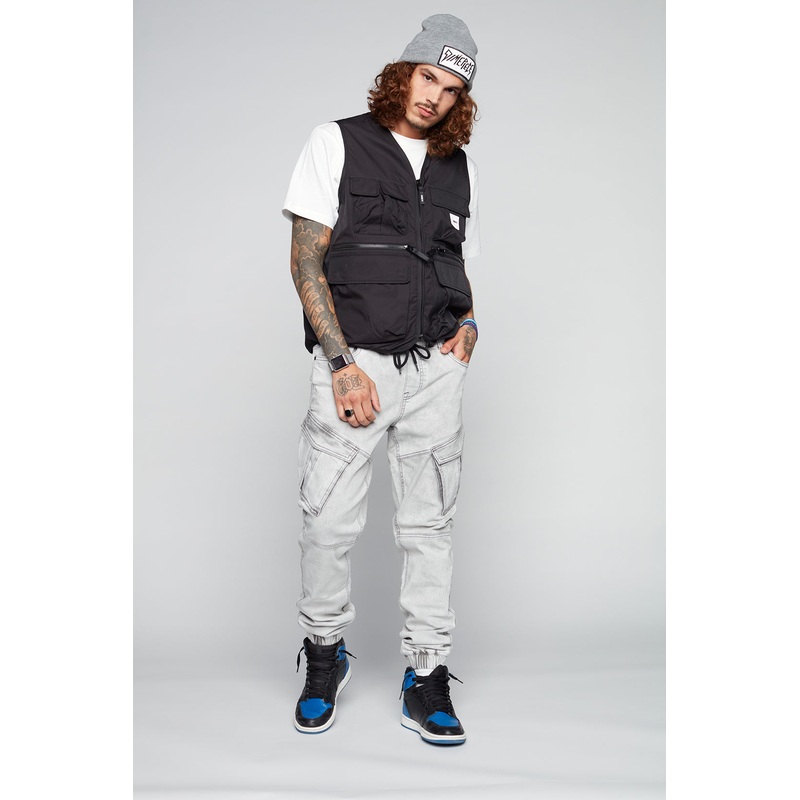 COHEN – 5 Pocket Cargo Jogger – Light Grey Acid Wash 28(XS)