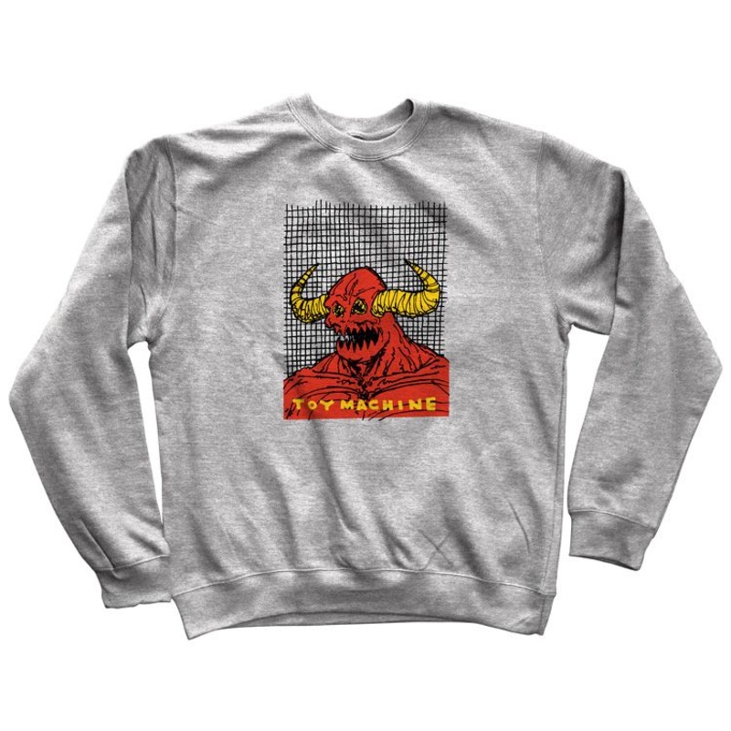 TOY MACHINE WELCOME TO HELL MONSTER CREW HEATHER GREY MEDIUM