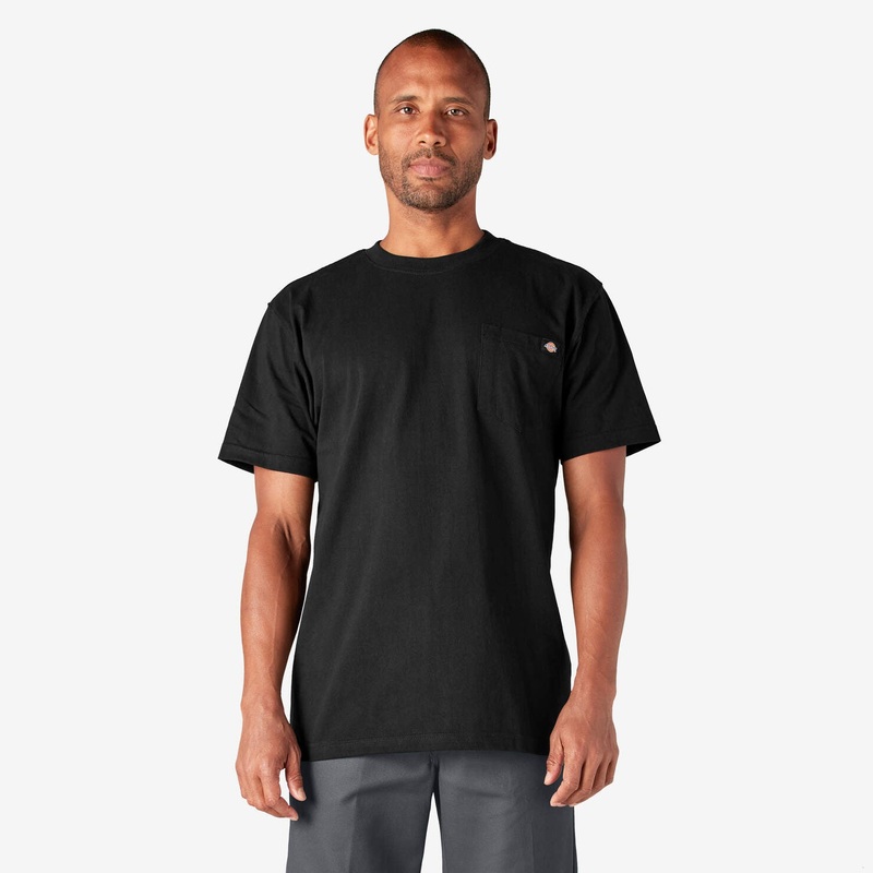 DICKIES  S/S HEAVYWEIGHT POCKET BLACK SMALL