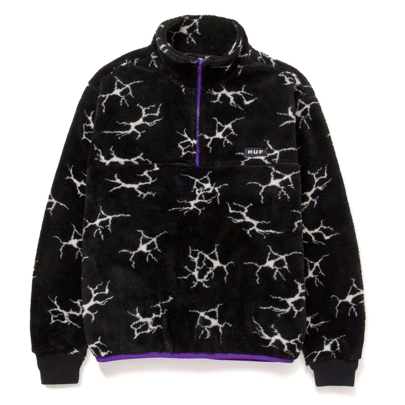 HUF QUAKE SHERPA QUARTER ZIP BLACK MEDIUM