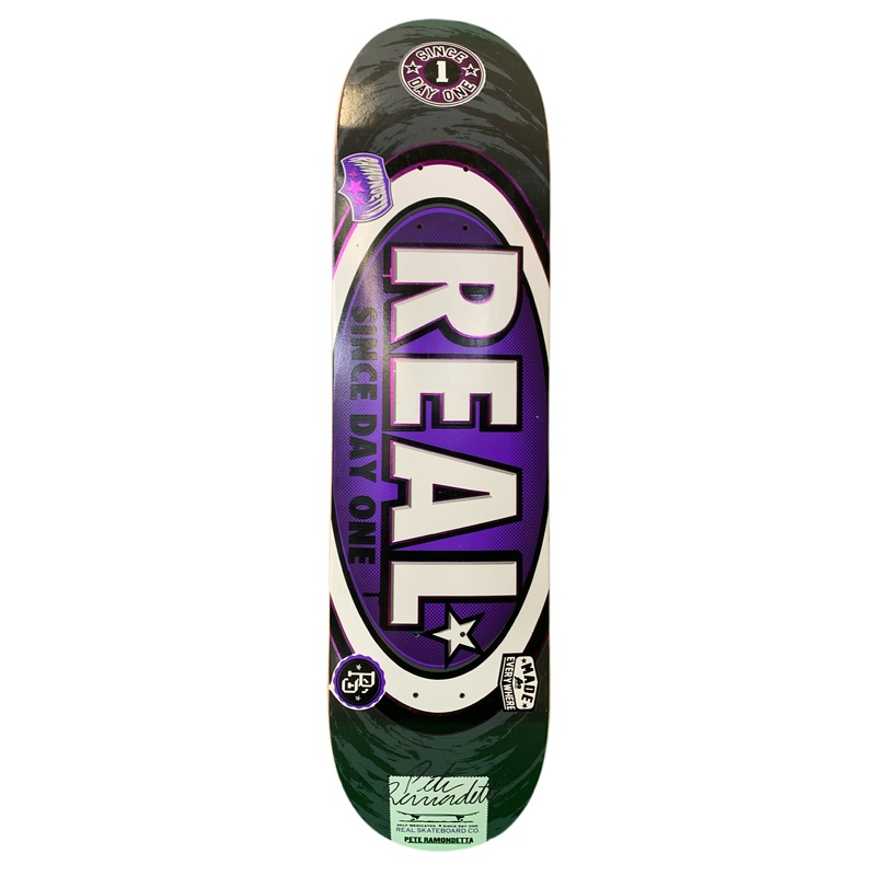 Real Pete Ramondetta Oval Logo Purple Self Medicated 8″ Classic Skateboard Deck