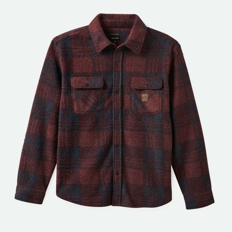 BRIXTON ARCTIC STRETCH FLEECE CORDOVAN RED/WASHEV NAVY PLAID MEDIUM