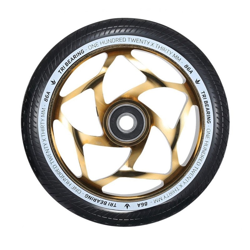 Envy Tri Bearing Scooter Wheels 120mm x 30mm – Gold/Black (Pair)