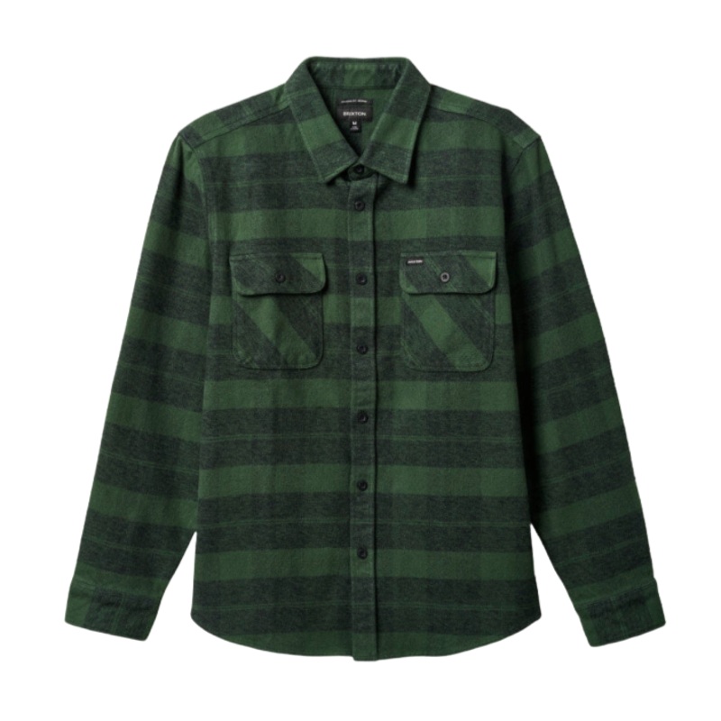 BRIXTON L/S BOWERY HEAVY WEIGHT FLANNEL FOREST GREEN MEDIUM