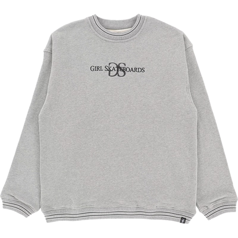 GIRL GS EMBROIDERED CREW/SWT HEATHER GREY S