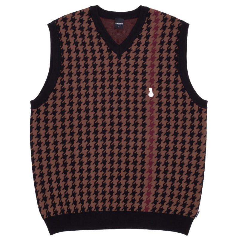 GX-1000 – Jacquard Knit Vest – Brown Large