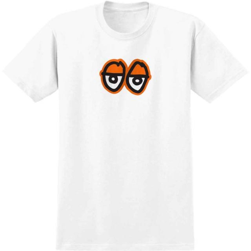 KROOKED EYES LG SS T-SHIRT WHITE/ORANGE SMALL