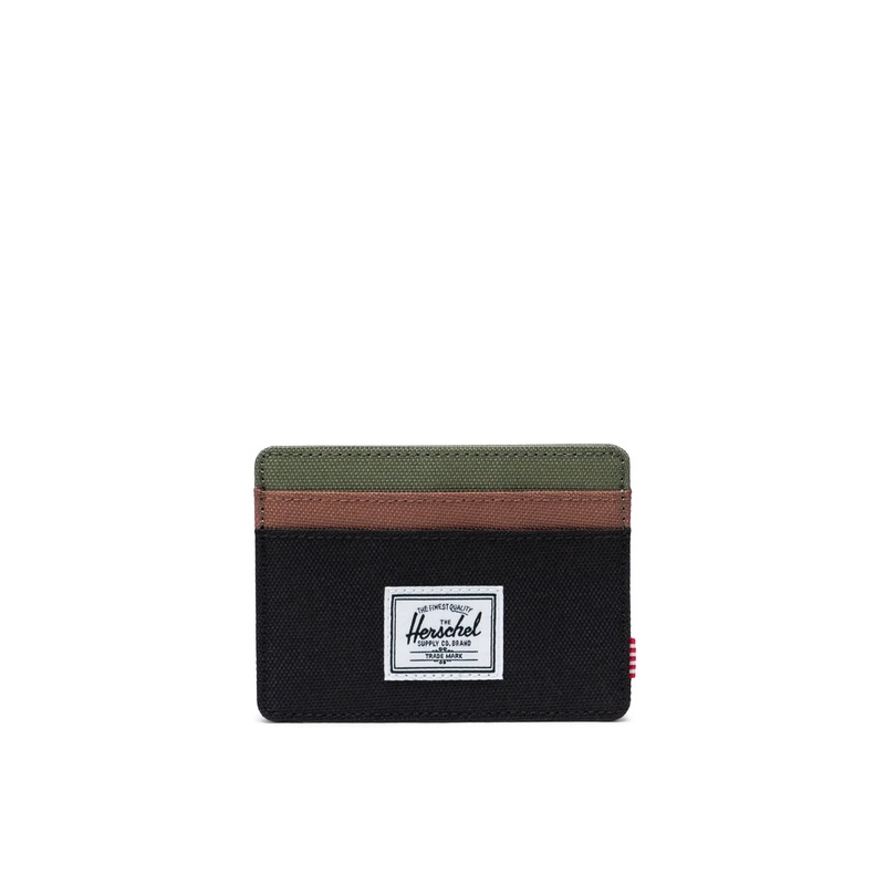 HERSCHEL CHARLIE CARDHOLDER BLACK/FOUR LEAF CLOVER/SADDLE BURN