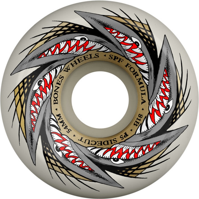 Bones SPF Pool Sharknado P5 Sidecut 54mm 101a Wheels – White (Set of 4)