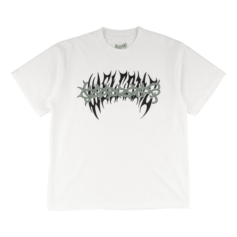 Brier Printed Boxy Garment-Dyed Tee – White Small