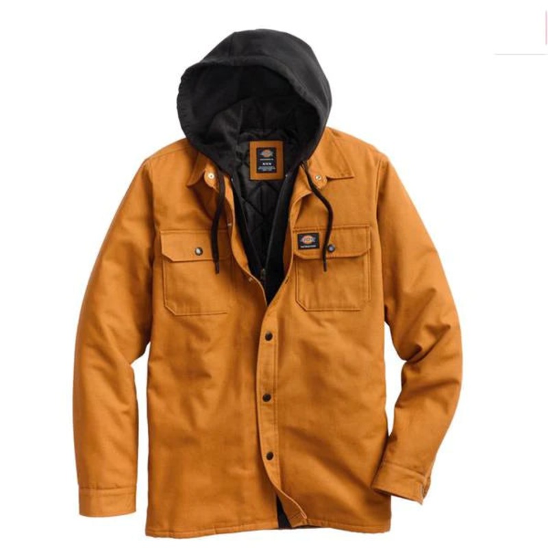 Dickies Canvas Shirt Jacket With Fleece Hood – Brown Duck S Orange