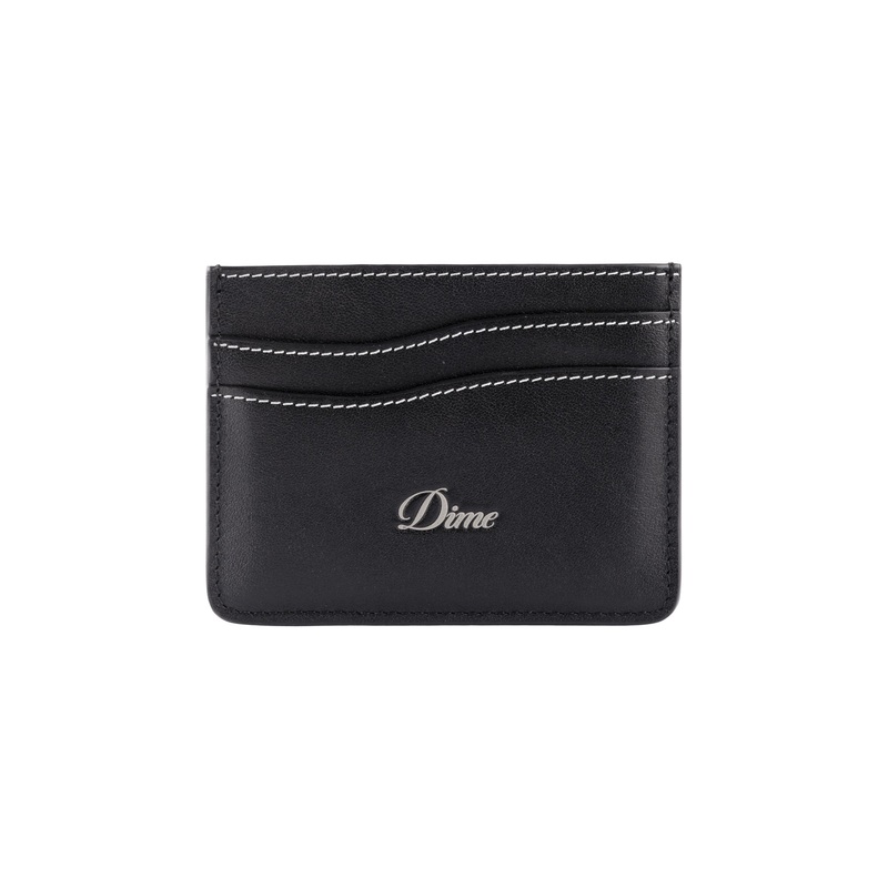 Dime Cursive Cardholder Wallet – Black Leather