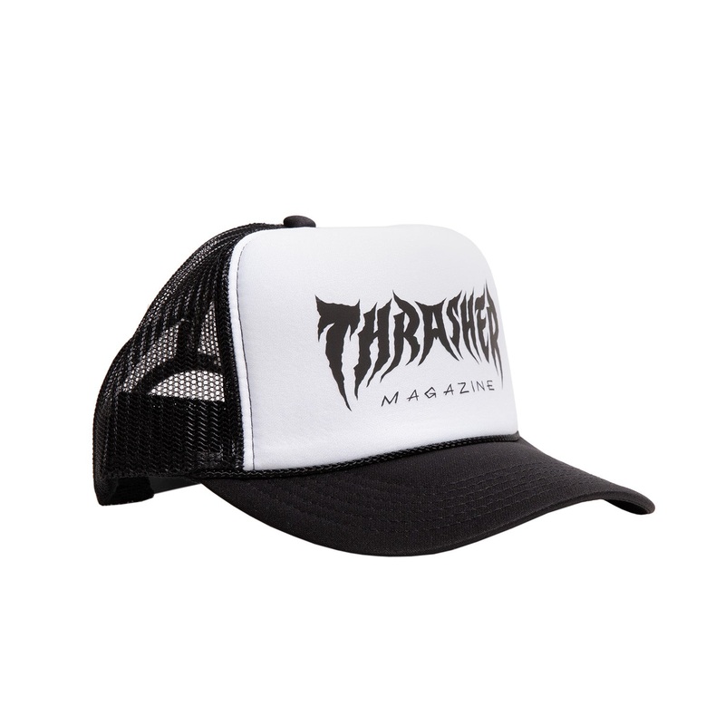 Thrasher Metal Trucker Hat O/S Black/White